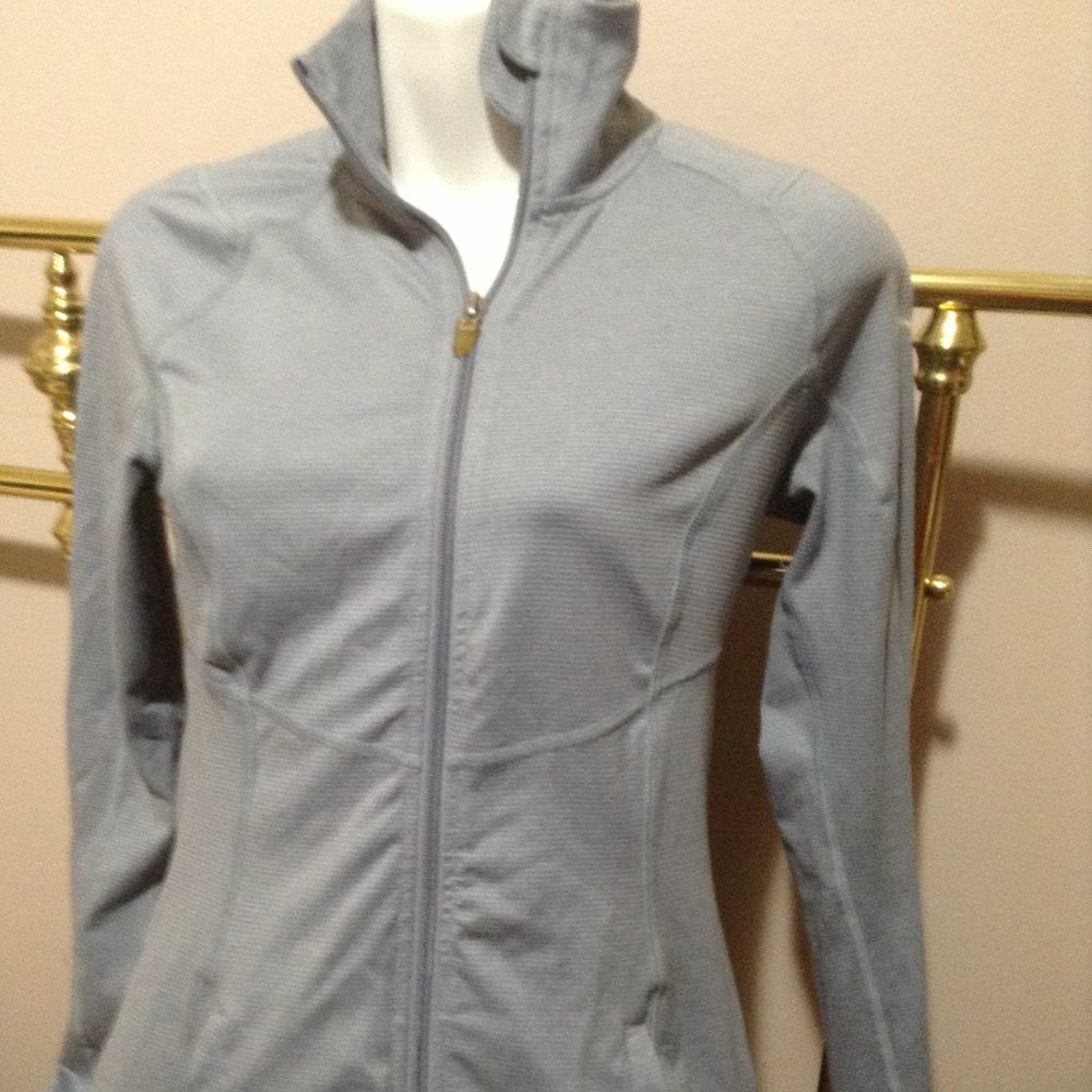 Gray stripe zip jacket